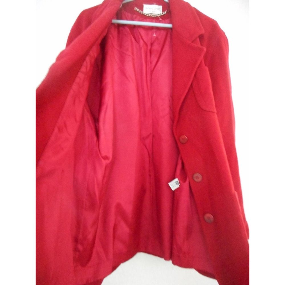 Vintage Red Wool cashmere blend Lined Coat Size 12 - Picture 2 of 5